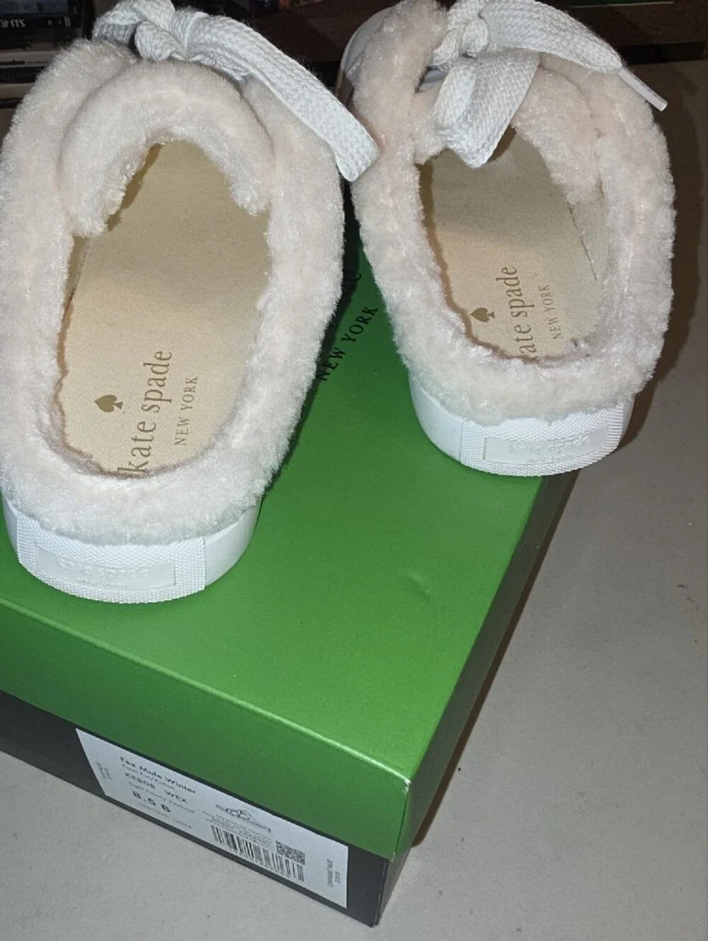 Kate Spade White Leather Sneakers with Tan Heart Detail